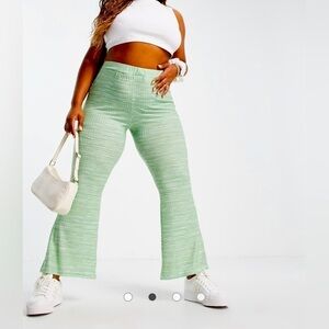 ASOS DESIGN Curve Retro Flare Bell Bottom Pant in 70s Space Dye Sage Size 14 New